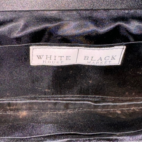White House Black Market small satin clutch black purse evening handbag - Picture 6 of 10